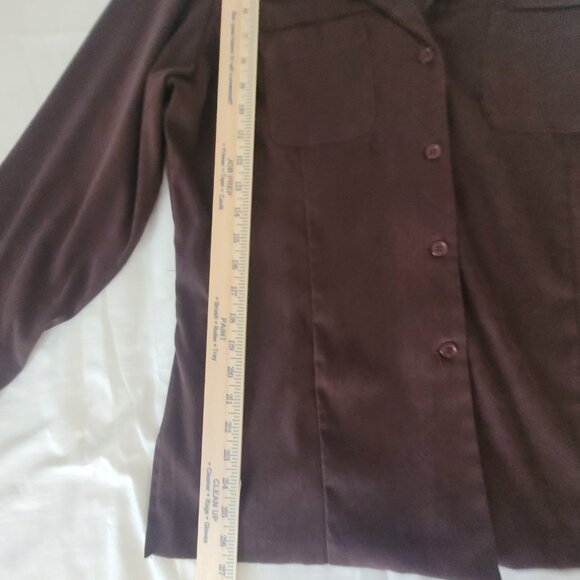 Brown Faux Suede Long Sleeve Blouse Dress Barn Womens Size XL - Picture 8 of 14